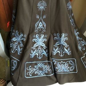Beautiful brown and blue brocade skirt
